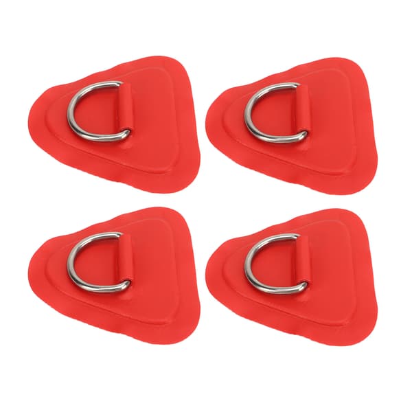 4 stk D-ring patch rustfrit stål D-ring pude til oppustelig båd, surfbræt, jolle, paddleboard, rød