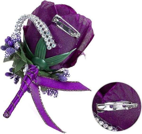 6 stk blomsterknapphull for menn, håndlaget silke, knapphull for brudgom W
