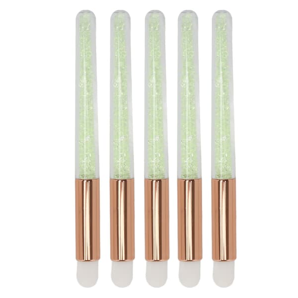 5 Pcs Round Tip Lip Brushes with Rhinestone Handle, Soft Bristles, Lipstick Applicator