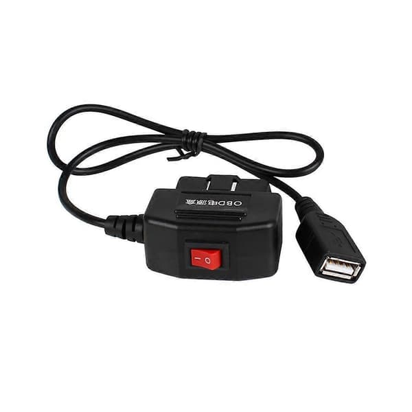 24 timer 5V 3A USB Billaderkabel OBD Hardwire Kit med Strømbryter 0.5 Meter Kabel for Dash Cam Videokamera Kjøretøy DVR