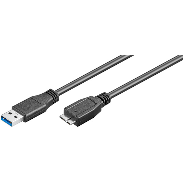 USB-A til Micro-B-kabel, 0,5 m, svart Svart