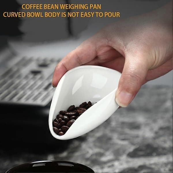 Coffee Bean Dosing Bowl, White Ceramic Teaspoons, Coffee Dosing Plate, High Precision in Every Brew