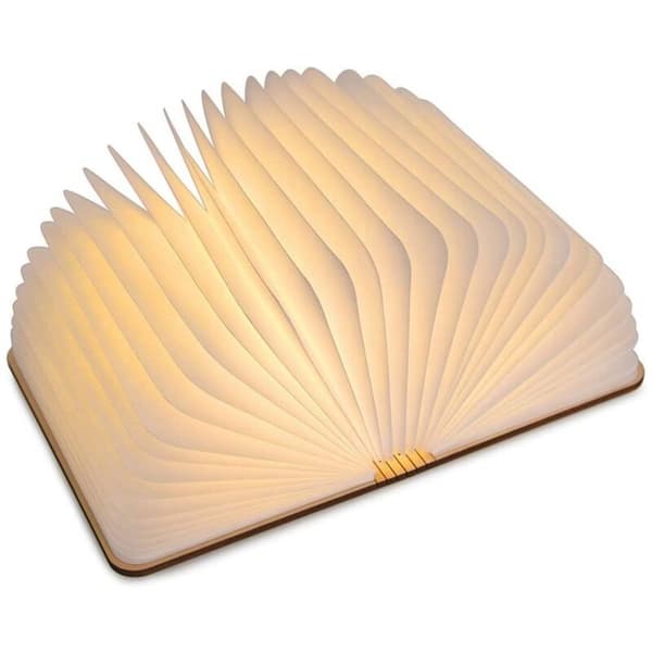 LED-boklampe i tre, julegaveidé - Sammenleggbar og magnetisk