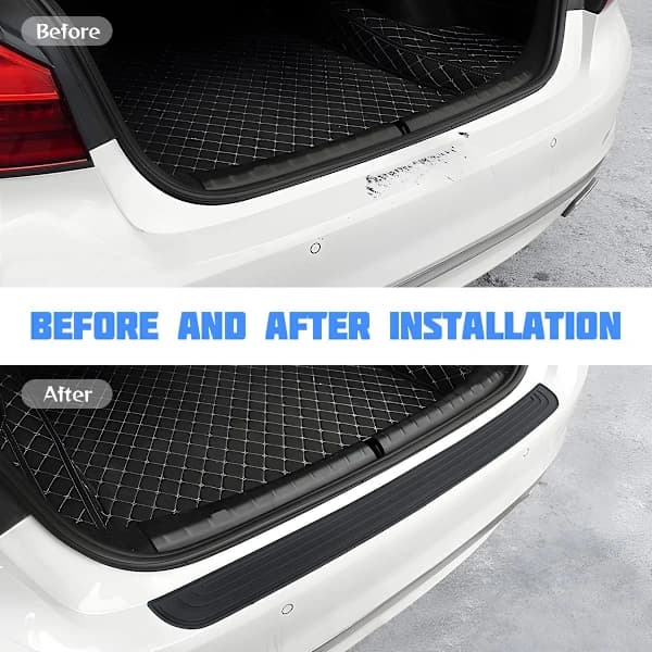 (pow yeah!) Rear Bumper Protector, 90cm x 7cm Rubber Trunk Guard, Fits Most Car Exterior Accessories (Black) 90*7
