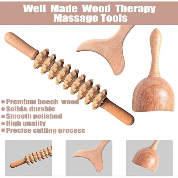 Professionella Massageverktyg för Träterapi 3-i-1 Maderoterapi Kit Trämassager Lymfdränage Massager_tfrf