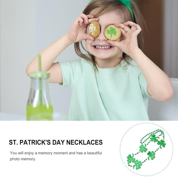 3 stk. St. Patrick's Day Shamrock Perlehalskæder Grøn Plastik