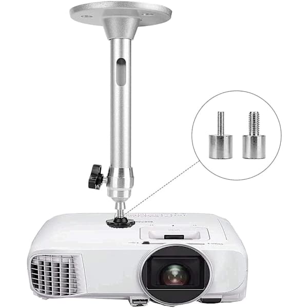 Universal Mini Projector Mount Adjustable Ceiling and Wall Mount 90° Tilt 360° Rotation for Home Office Silver