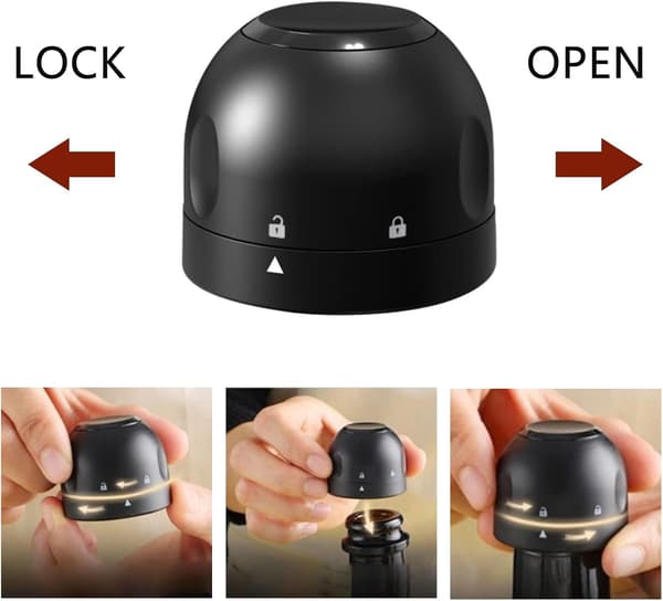 Återanvändbar mousserande vinpropp 2-pack svart champagnepropp Cha