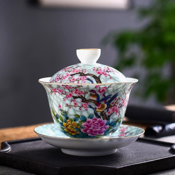 Ceramic Teapot Teacup Retro Mug Shape with Lid and Saucer Heat Resistance Quick Brewing Design