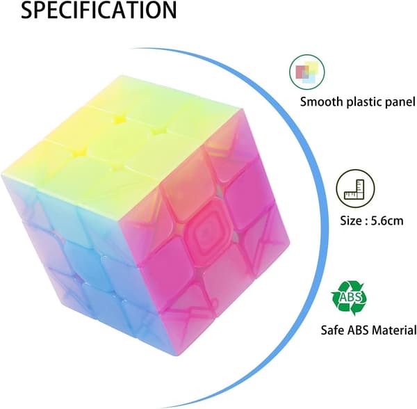 1 stk (Jelly Color) 3x3 Rubiks terning, farverig speed cube 3x3