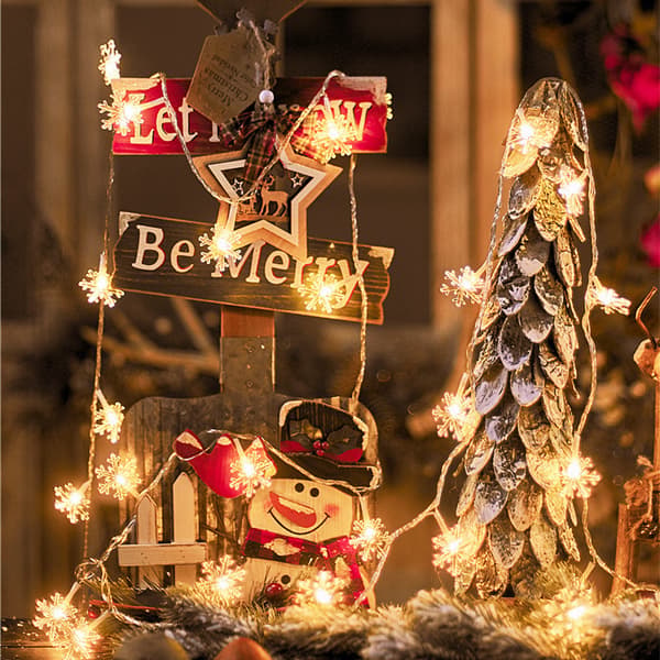 Christmas Lights, 20ft Battery Operated Snow Star String Lights
