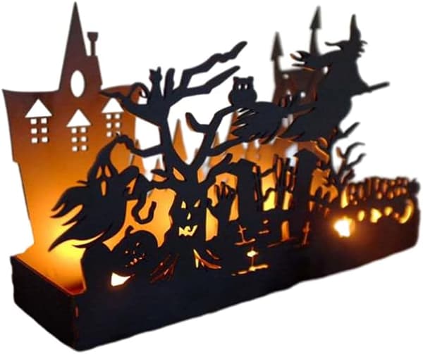 1 stk (uten lys) Halloween lysboksstatue Halloween-pynt Metall