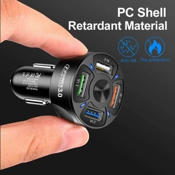 （pow yeah！）TS-USB-billader, 4-i-1 billaderadapter 7A 35W USB hurtigladeenhet med LED-lys for terrengkjøretøy