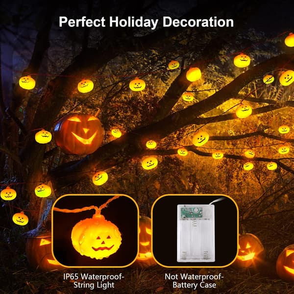 Halloween Gresskar Lykter Lys, 3M 20 LED Oransje Gresskar Lys