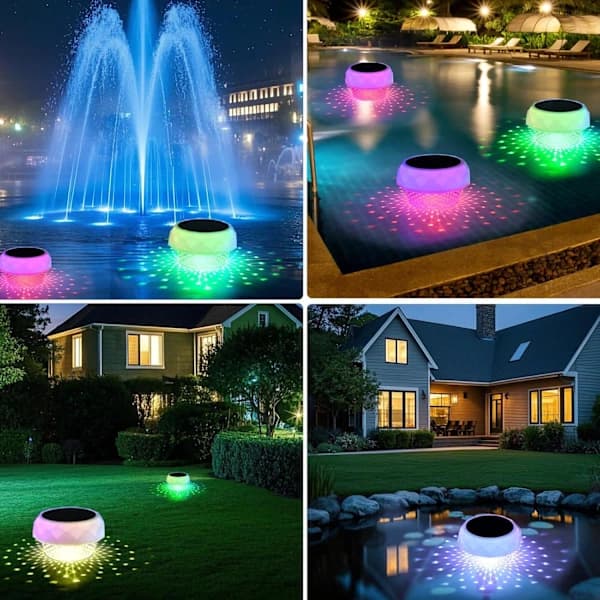Solar-Powered Pool Lights Underwater and Above Ground Pool Lighting with Remote Control, RGB+Cool White, IP68 Waterproof