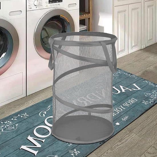 Foldable Laundry Basket - 59L Pop-Up - With Handles - Breathable Nylon Mesh - Ventilated and Odor Resistant - Portable and Space-Saving