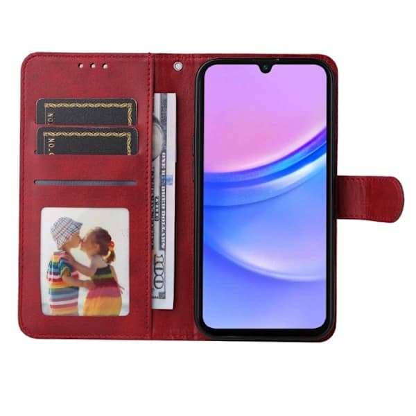 Samsung Galaxy A17/A26/A16 5G Etui med Klassisk Lædertekstur[JUN] Rød