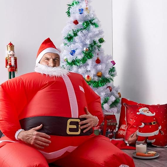 Oppustelig julemandsdragt i én størrelse til voksne