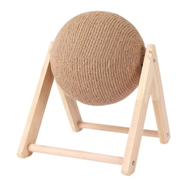 1 sisal scratching ball with stand for cat - 12 cm beige