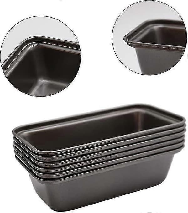 Brødform, 6 stk. non-stick mini-brødforme og brødform, brødform i kulstofstål til brød, kager, tærter og brownies