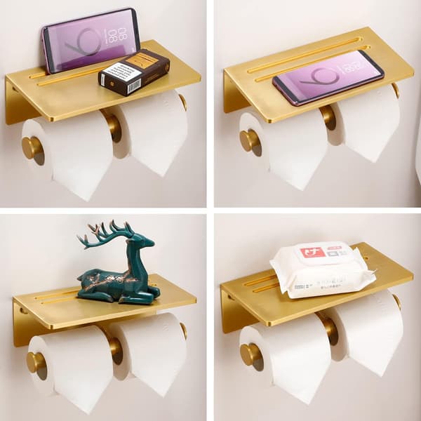 Toiletpapirholder, Rustfrit Aluminium Dobbelt Rulle Toilet P