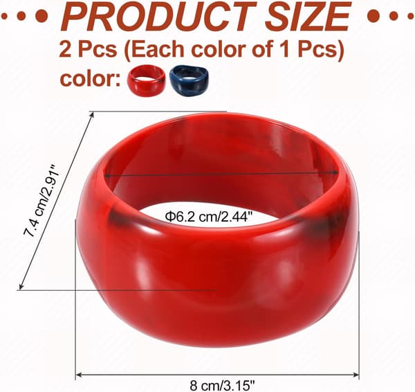Akryl Chunky Bangle Armbånd til Kvinder Rød Blå Red, Blue