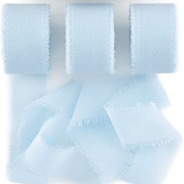 3 stk Blå Chiffon Bryllup Satengbånd