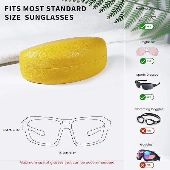 Hardt etui for solbriller, stort klassisk etui for solbriller, Gla