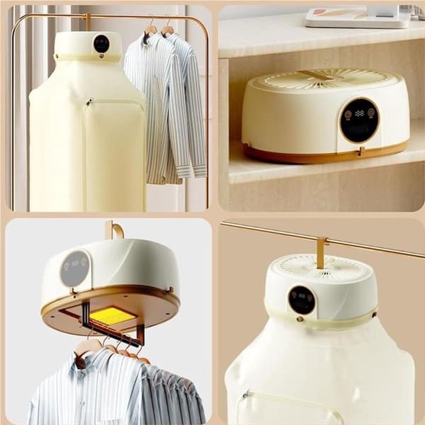 Automatic Clothes Dryer with UV Antibacterial Light, Remote Control, Timer, and Foldable Design for Home and Travel