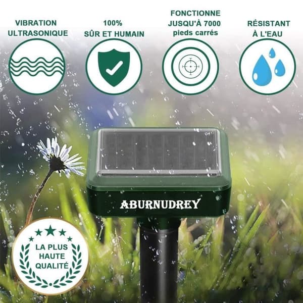 Solar Mole Repeller - Ultrasonic Snake Repeller - Solar Powered Mole Repeller - Mole Repeller - Mole Trap (2-pack)