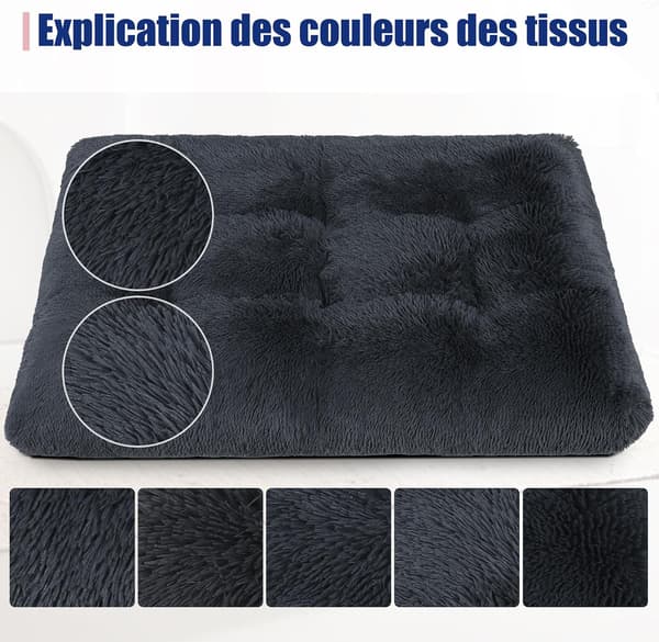 Large Dog Bed, 95x65cm, Machine Washable Dog Cushion, Soft Plush Fabric, Non-Slip Base, Dark Grey