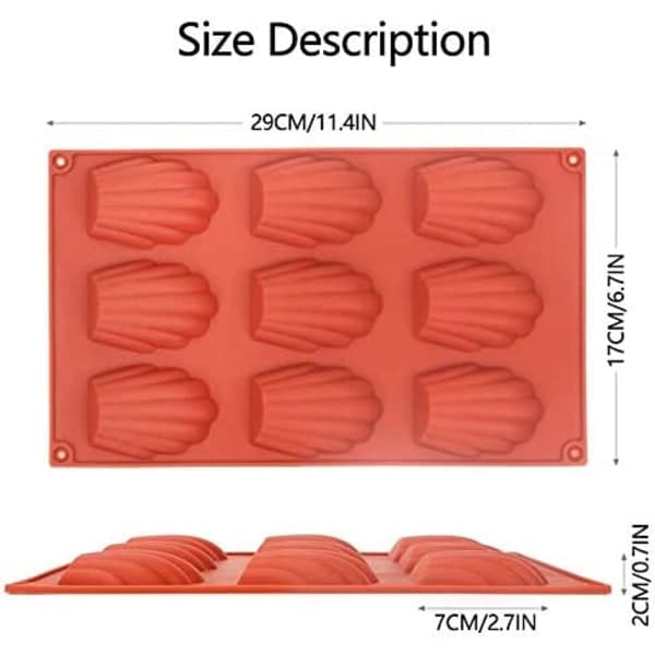 3-pack silikon Madeleineformar 9-håls räfflad kakform hög