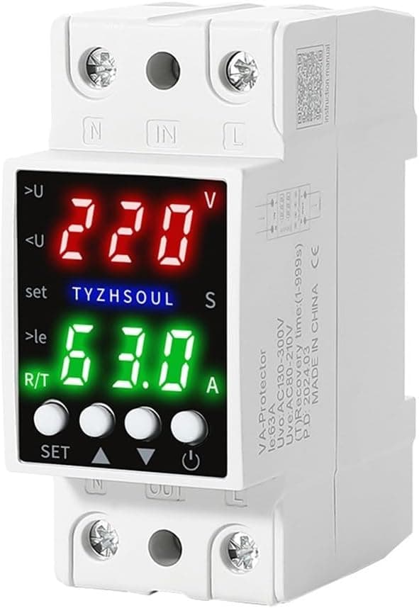 Smart Protector AC, Underströmsfunktion, PA66 Säkerhet Dubbel Display Spänning 80-300V Justerbart Överrelä med Fördröjningsskal för El