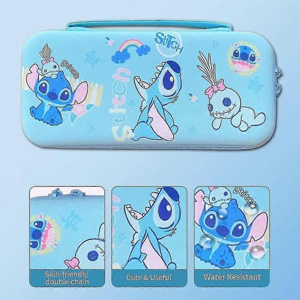 Sødt Switch-etui til Nintendo Switch Oled, Kawaii Hårdt Skal Bærbart Rejseetui med 12 Spillekortrum, Indvendig Beskyttelse (blå)