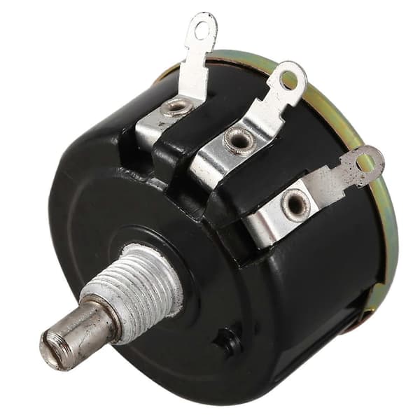 WX050 10K ohm 5W 6mm Round Shaft Wire Wound Potentiometer Black+Silver