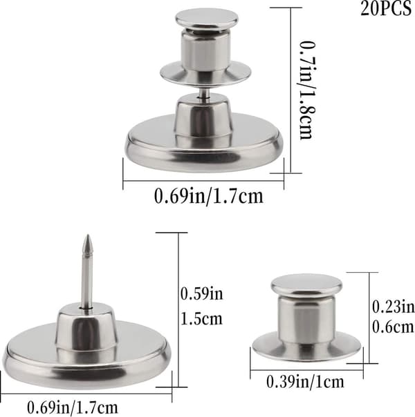 Jeans Magic Button, 20 sett 17 mm erstatningsknapp for jeans, sømløs avtakbar