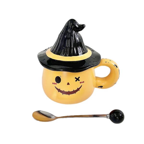2025 Cute and Funny Halloween Ghost Mug with Lid Yellow