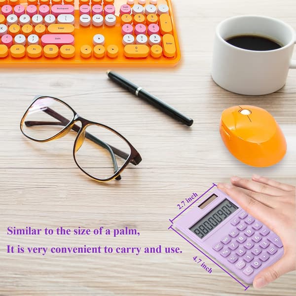 Basic Calculator, Cute Pocket Size Mini Calculator for School, Office, Home (Purple)