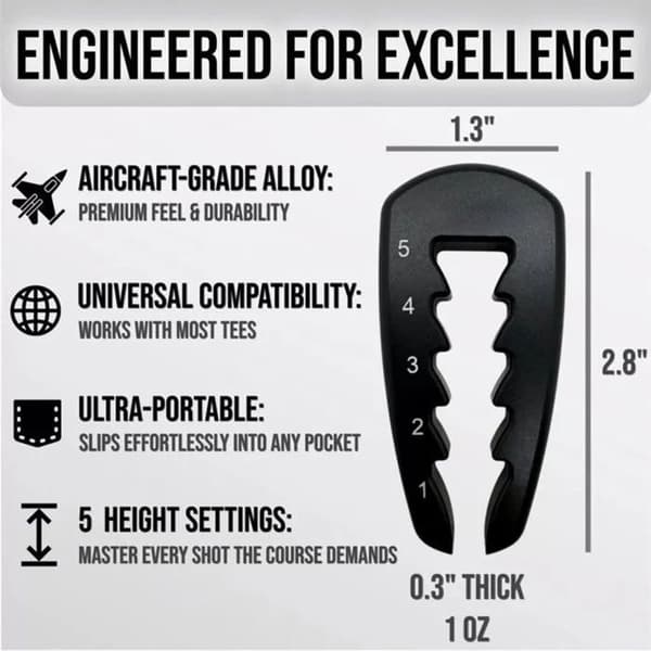 Adjustable Golf Tee Height Adjuster 1-5, Set of 2, Training Tool for Stable Adjustment, Black