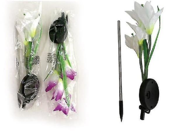 Solcellelamper til haven, 2-pak solcelledrevne blomsterlamper med 8 liljer, flerfarvede