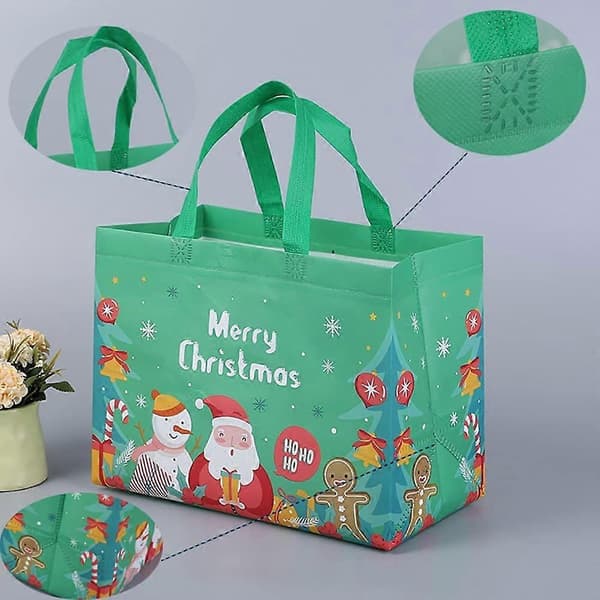 12 store juleposer med håndtak, gjenbrukbare gaveposer handlepose innpakningspose til julefestdekorasjon