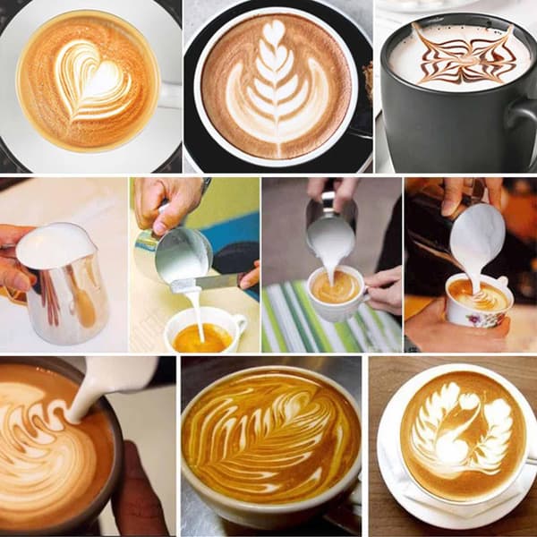 Espressokander i rustfrit stål, mælkeskummer til espressomaskiner Cappuccino Latte Art Sølv, 350 ml