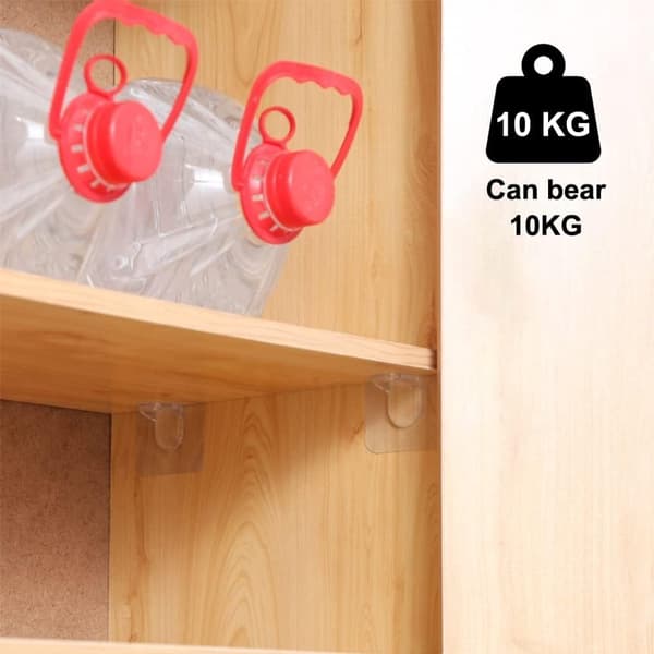 Self-adhesive shelf holder, transparent, no drilling for glass cabinets, 12-pack