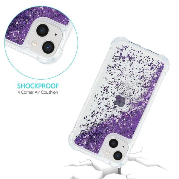 For iPhone 15 Kvikksand Glitter Paljetter Deksel TPU Støtsikkert Bakside - Lilla