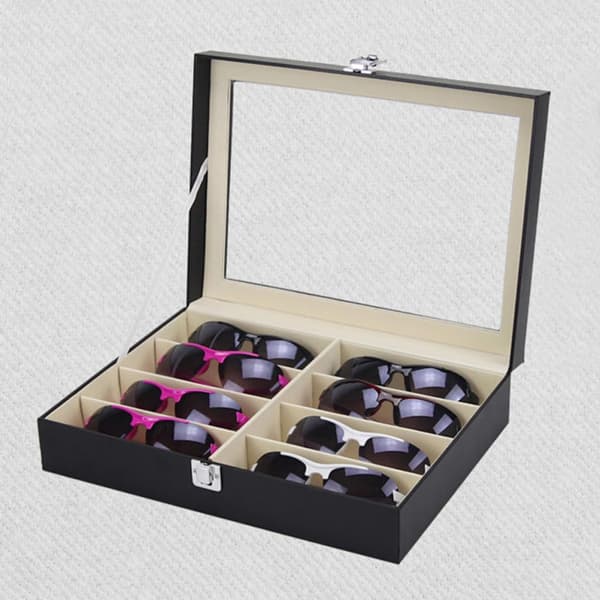 Slot Brille Opbevaringsboks Display Case Organizer PU Læder