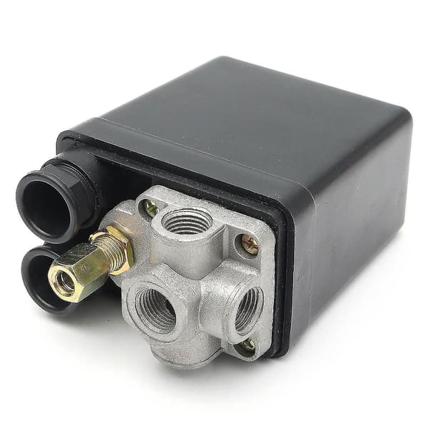 1/4\" 4-portars 12 Bar Enfas Luftkompressor Tryck 0-175 Psi Strömbrytare Kontrollventil Säkerhetsventil Tryckmätare-FF-