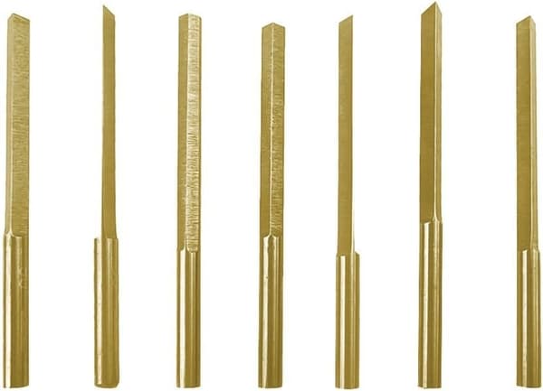 Pneumatisk skärsats och stenfattning 7PCS stål triangulär gravyr för smyckesgravyr, snidning, poleringstillämpningar (90°)