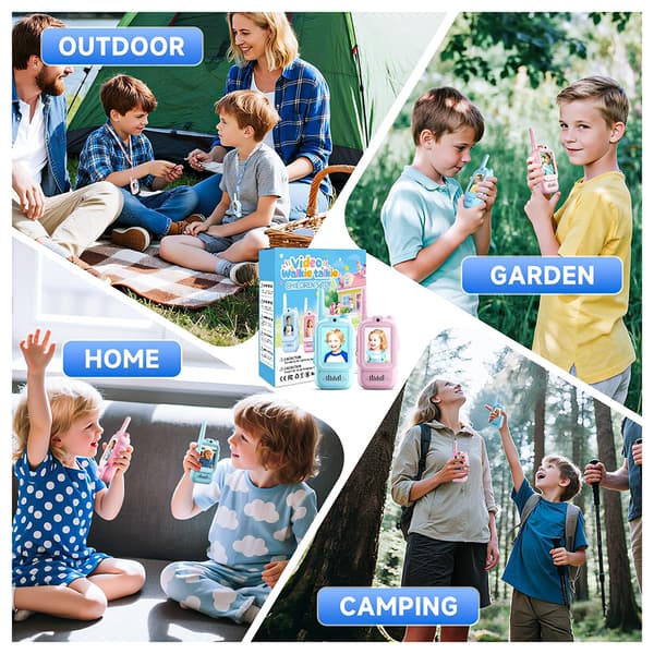 Video Walkie Talkies for Kids, Handheld 2-Pack Rechargeable Video Intercom Children Walkies Talkies Blue 2PCS Blue 2PCS