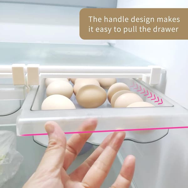 2-pack Egg Rack for Refrigerator, Pull-out Egg Storage Box with Handle, Transparent Egg Box for Refrigerator