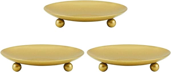 3 Candle Holder Gold Candlestick Decorative Candle Plate Iron Arrow
